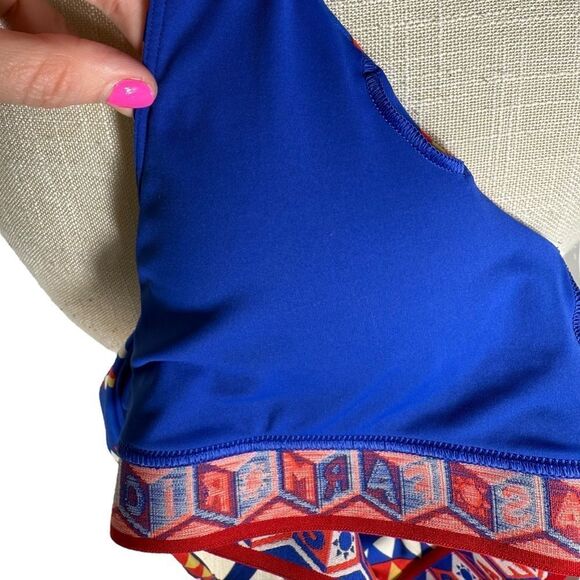 Adidas X Farm Rio PsychedelicWave Blue & Red Strappy Medium Support Sports Bra - Picture 11 of 12